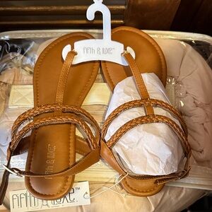 Faith & Luxe Tan Braided Strappy Sandals